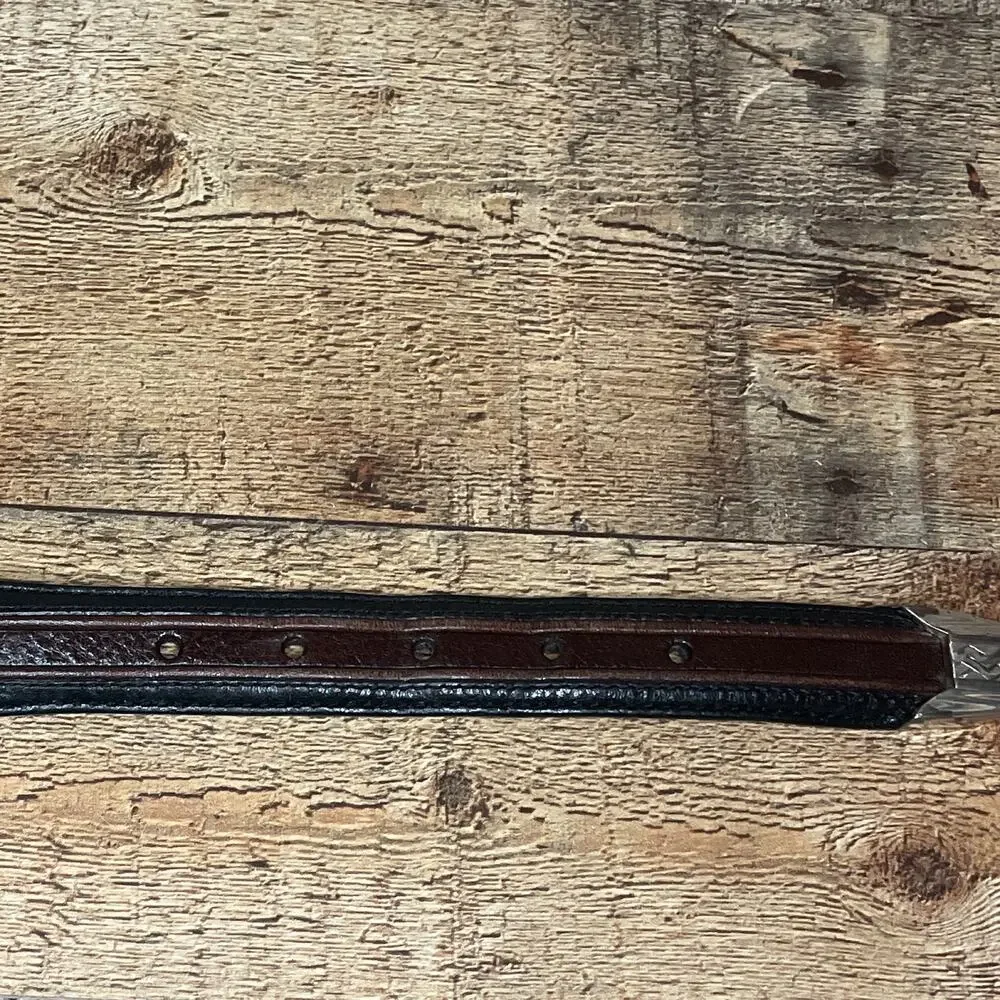 Onyx by Brighton Pinon Hills Inlay Lace Leather Braided Belt Black Brown Size 36